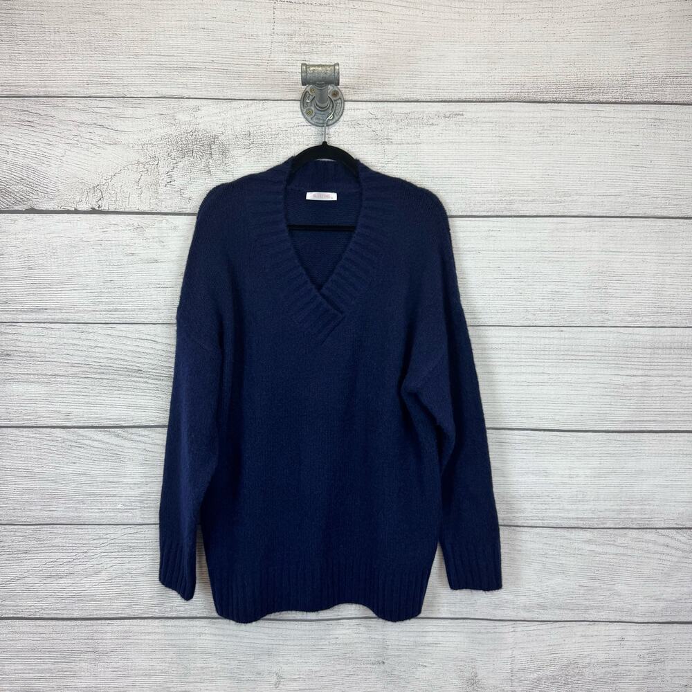 Bluetime Women's Navy Blue V-Neck Wool Blend Sweater Size XL